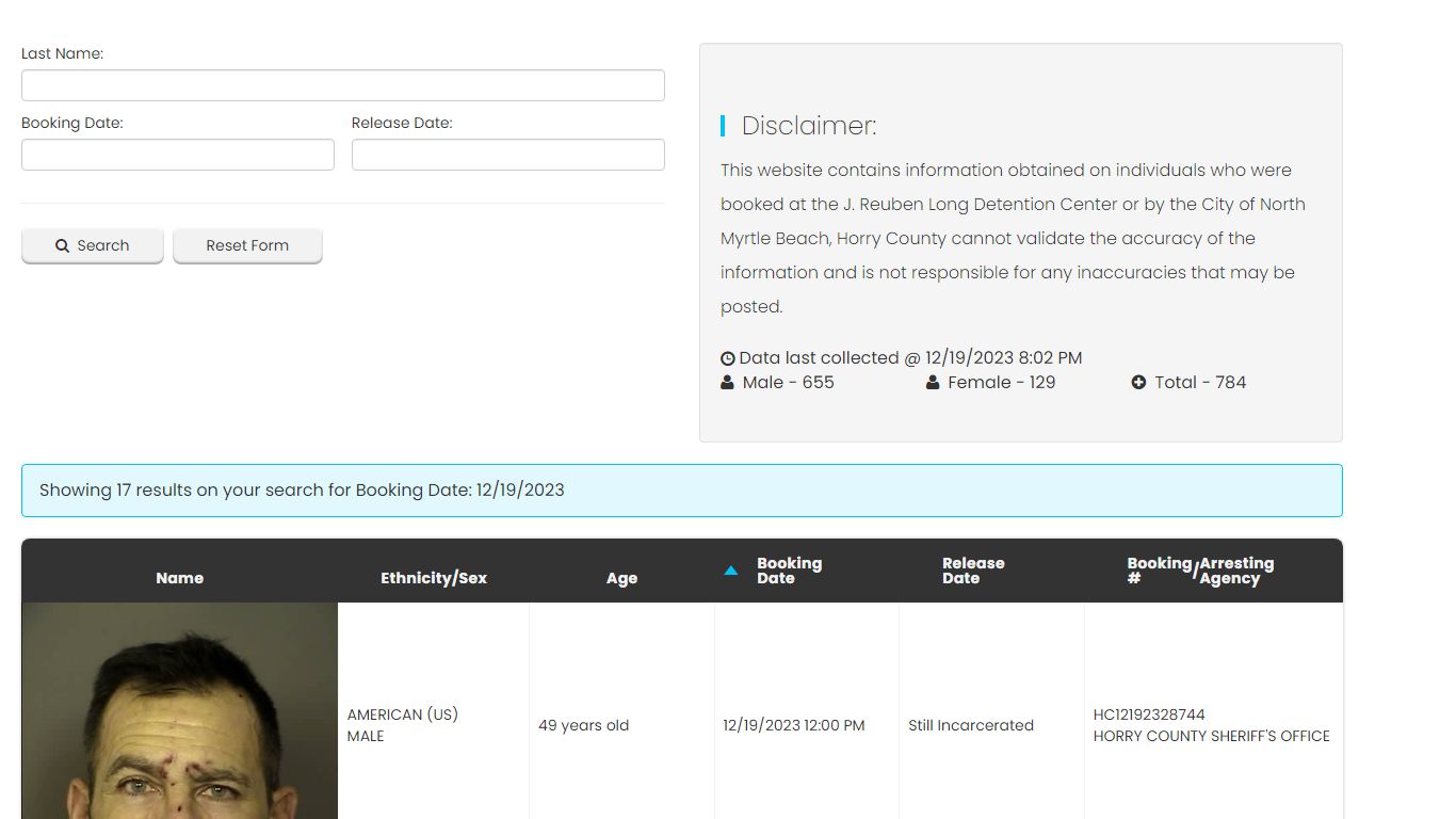 Bookings and Releases - Horry County SC.Gov